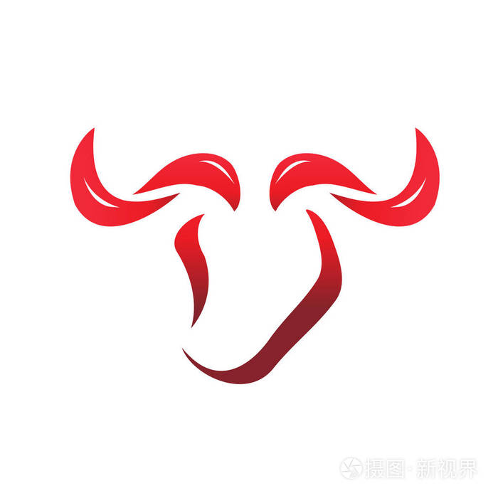 抽象公牛插图轮廓公牛插图图标设计孤立在白色背景.