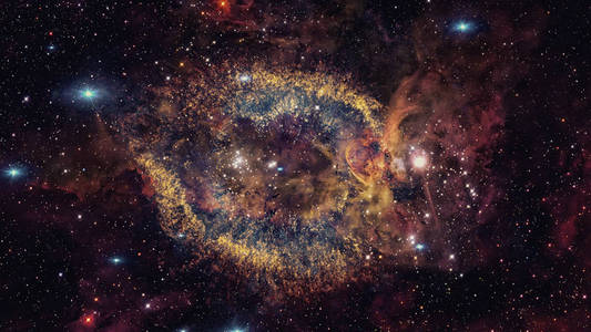 螺旋星云是一个大型行星星云，位于水瓶座。 这幅图像的元素由美国宇航局提供。