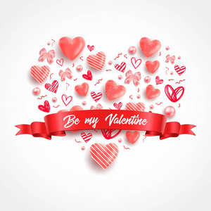 s day background with colorful hearts with frame. Happy valentin