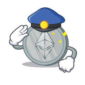 警察 Ethereum 硬币字符卡通