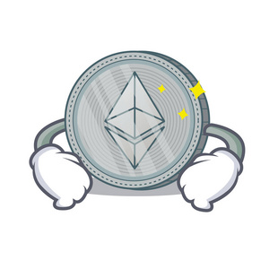 手放腰 Ethereum 硬币卡通人物