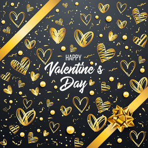 s day background with colorful hearts with frame. Happy valentin