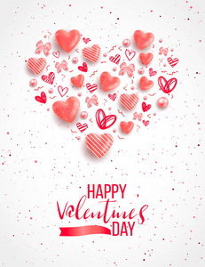 s day background with colorful hearts with frame. Happy valentin