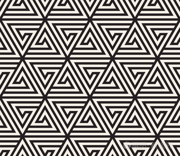 矢量无缝图案现代时尚的纹理重复条纹三角形元素的几何瓷砖