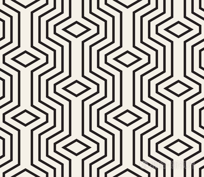 矢量无缝图案. 现代时尚的纹理. 重复条纹三角形元素的几何瓷砖