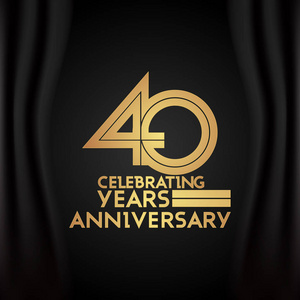 多线黑色背景的金色多线性数字矢量插图40周年标志型照片