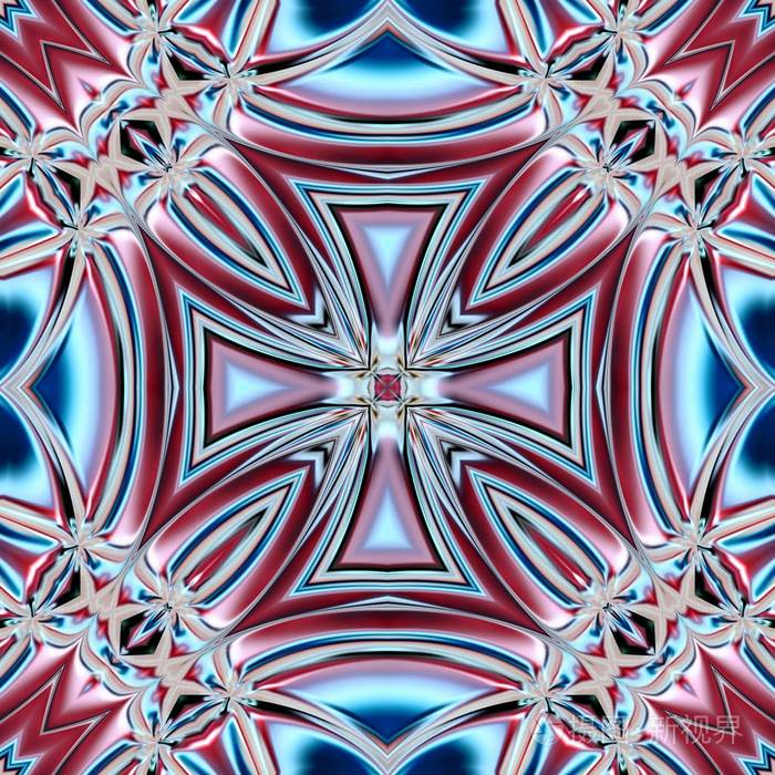 奇妙的分形设计,五颜六色的数字艺术,闪耀几何纹理.