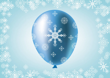 冬季背景雪花矢量蓝气球