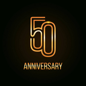 50年黄金周年纪念设计,采用黑色背景的多衬数字矢量插图照片