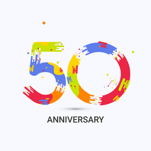 50周年纪念，白色背景的彩色标志庆祝活动