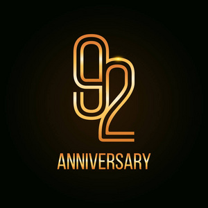 92年黄金周年纪念设计,采用黑色背景的多衬数字矢量插图照片