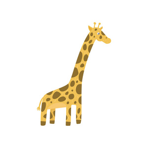 可爱的长颈鹿在平坦的风格的性格.动物园主题.