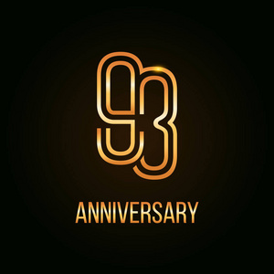 93年黄金周年纪念设计,采用黑色背景的多衬数字矢量插图照片