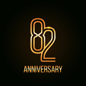 82年黄金周年纪念设计,采用黑色背景下的多数字矢量插图照片