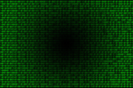 由黑色背景上的一组绿色数字组成的二进制代码的图像照片