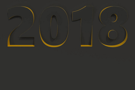 2018数字浅浮雕在黑表面与黄色边