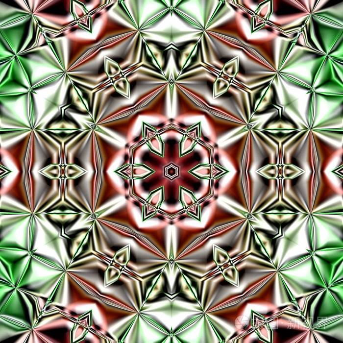奇妙的分形设计,五颜六色的数字艺术,闪耀几何纹理.