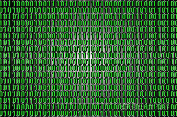 由黑色背景上的一组绿色数字组成的二进制代码的图像