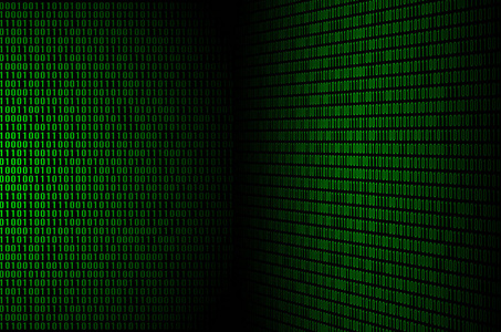 由黑色背景上的一组绿色数字组成的二进制代码的图像