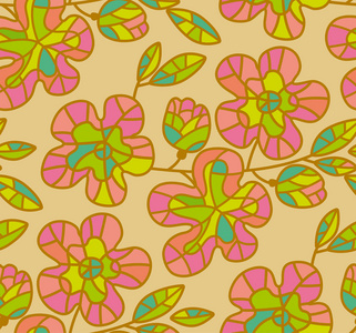 花卉图案在豪华马赛克首饰风格与金色和柔和的颜色.