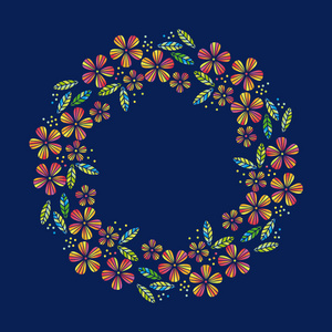 夏日小红果花环热带花卉和叶子的简单和装饰矢量元素的表面设计, 邀请