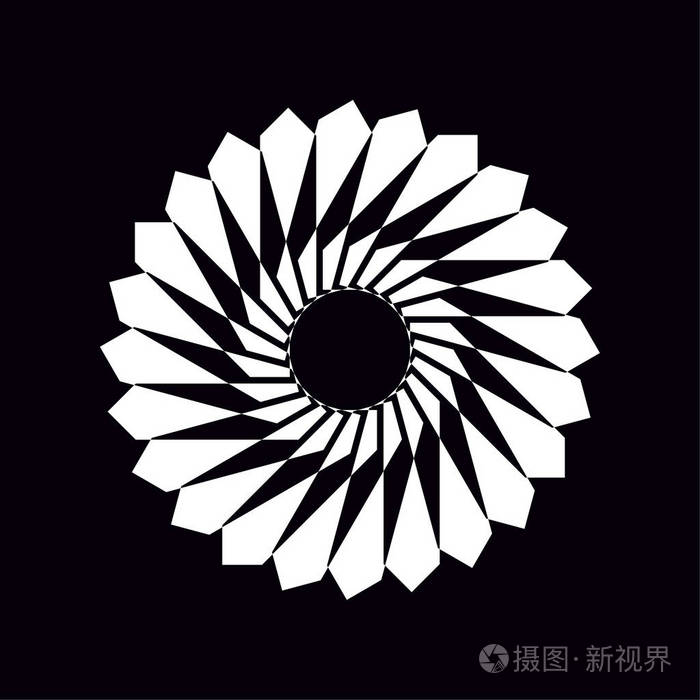 白色圆圈线图案黑色背景矢量径向设计