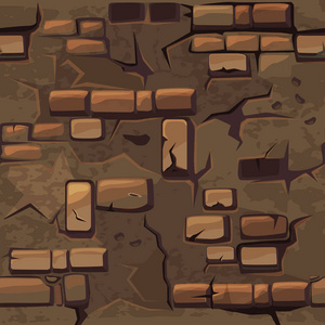 矢量卡通无缝花纹纹理老棕裂砖墙照片