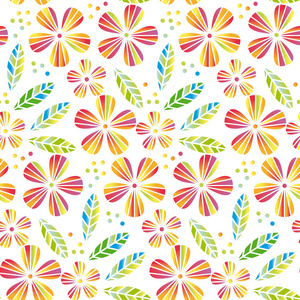 热带花卉和叶子的简单和装饰矢量无缝元素的表面设计, 包装纸.