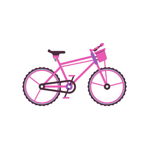 粉红色城市自行车, 现代自行车矢量插画