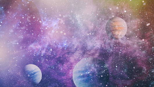 未来主义抽象空间背景。 夜空中有星星和星云。 由美国宇航局提供的这幅图像的元素
