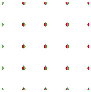 无缝背景平面设计，红色和绿色西瓜在白色股票矢量插图。