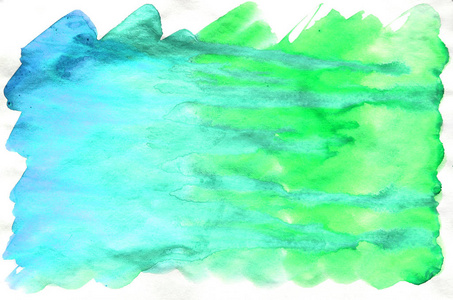 彩色蓝绿色绿松石水彩湿刷涂料液体背景为壁纸卡。 服装色彩鲜艳抽象手绘纸纹理背景生动元素网页印刷