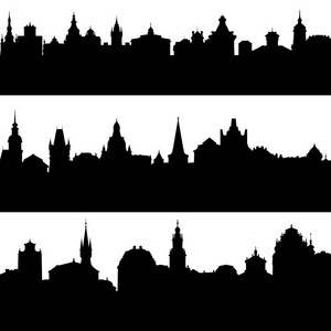 欧洲城市的矢量剪影图片