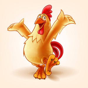 人物风景全身图白色背景下可爱的鸡肉卡通人物矢量插图照片