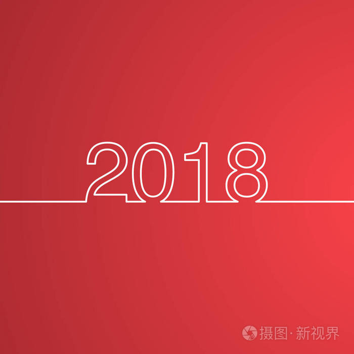 新年快乐2018背景.日历设计版式矢量插图.带大纲数字的年份