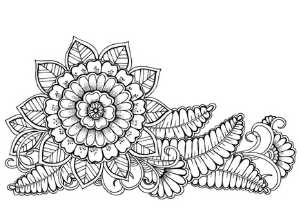 花朵图案着色图片-花朵图案着色素材-花朵图案着色插画-摄图新视界