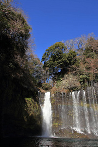 日本静冈的白瀑布和彩虹图片