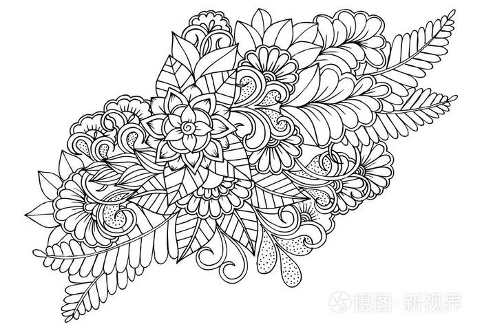 花图案为黑白相间的成人着色书 你能插画 正版商用图片10qxhl 摄图新视界 花图案为黑白相间的成人着色书 你能插画 正版商用图片10qxhl 摄图新视界