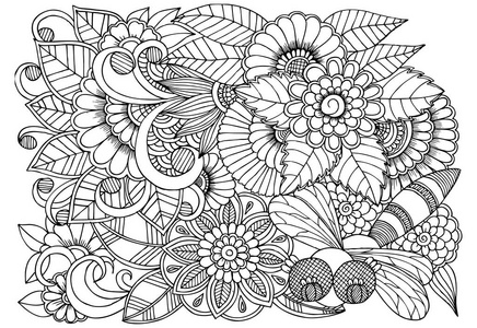 黑白花图案为着色 涂鸦花drawi插画 正版商用图片10qx0t 摄图新视界 黑白花图案为着色 涂鸦花drawi插画 正版商用图片10qx0t 摄图新视界