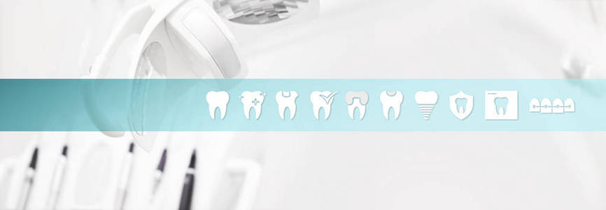 牙科保健概念牙齿图标和符号网络横幅 ba