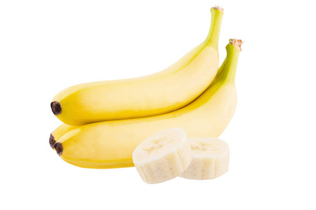 白色背景三新鲜香蕉片