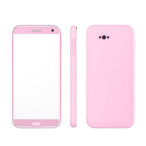 智能手机粉红色的颜色模拟白色空白屏幕隔离