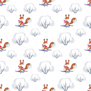 s seamless pattern with the image of funny forest animals and wi