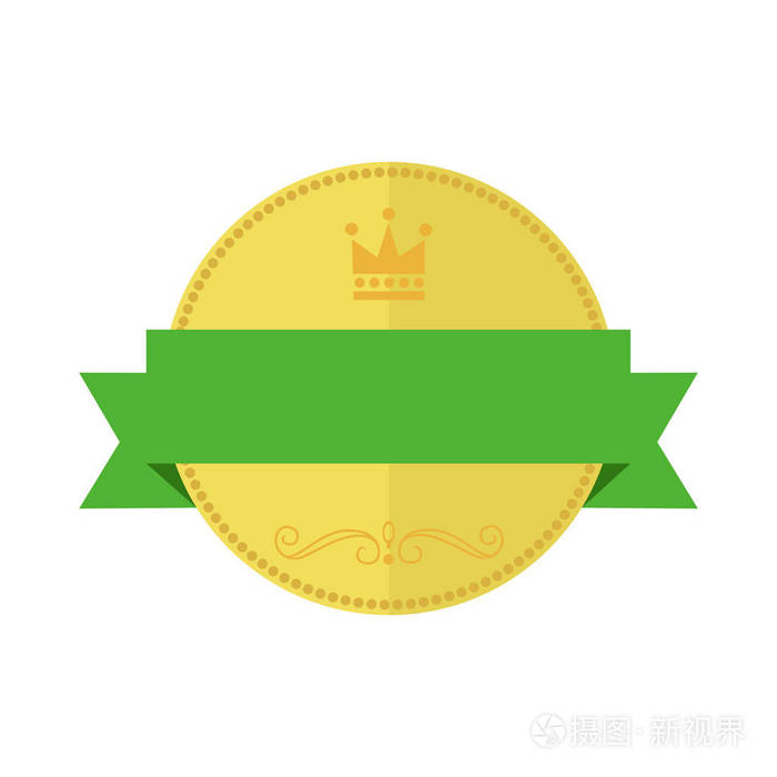 空白金圆形溢价老式徽章矢量插图图形