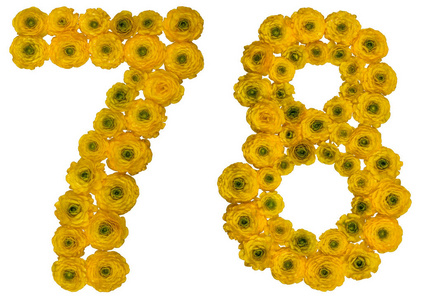 78阿拉伯数字 78, 七十八, 从 butterc 的黄色花照片