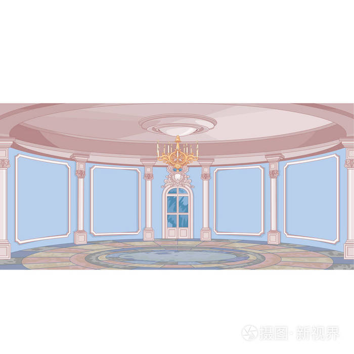 中世纪城堡大厅矢量插图