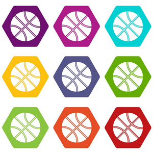 篮球球图标设置颜色六面体