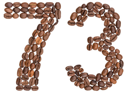 阿拉伯数字 73, 七十三, 从咖啡豆, 隔离