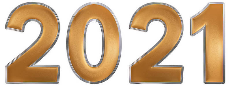 数字 2021, 在白色背景上隔离, 3d 渲染照片