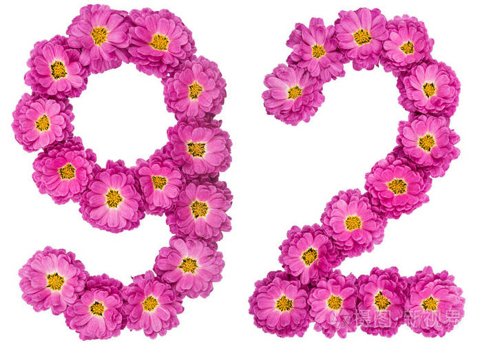 阿拉伯数字92九十二从菊花花是